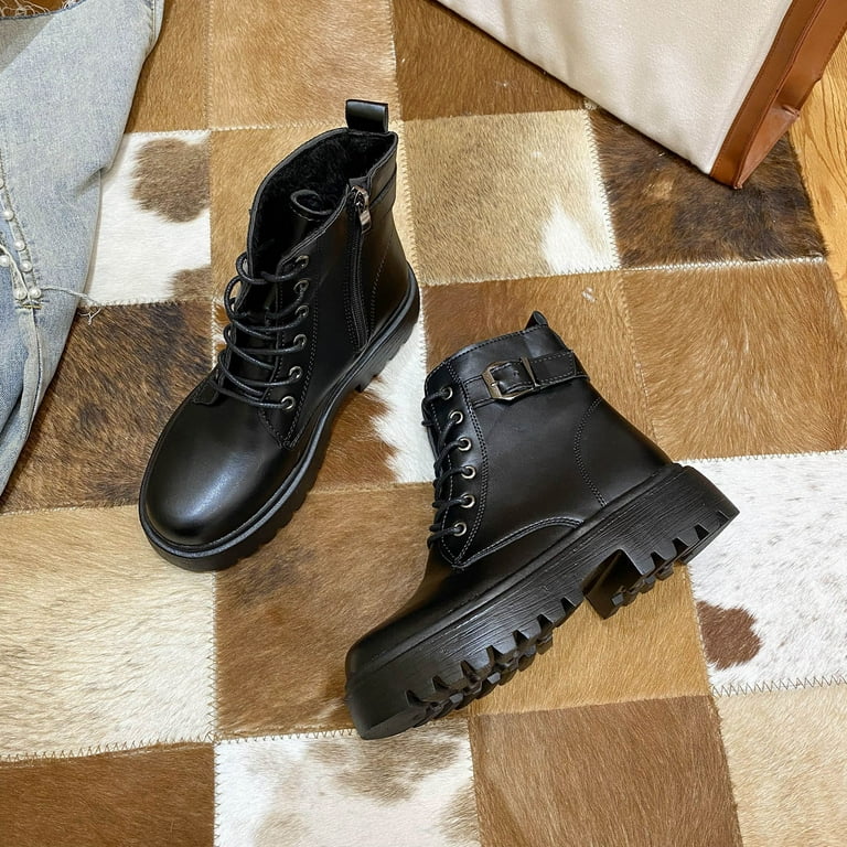Dezsed Women's Mid Heel Combat Boots, Zipper, Flat Bottom Dezsed Women's Mid Heel Combat Boots, Zipper, Flat Bottom