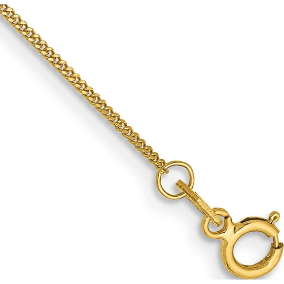 14K Yellow Gold 14Ky .9mm Curb Chain Anklet (10 X 0.9) Made In South Africa pen101-10