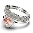 thumbnail image 4 of Boho & hippie 2.50 Carat Princess Cut Morganite And Diamond Moissanite Dainty Engagement Ring, Classic Wedding Ring, Two Matching Band in 925 Sterling Silver With 18k White Gold Plating, Gift For Her, 4 of 4