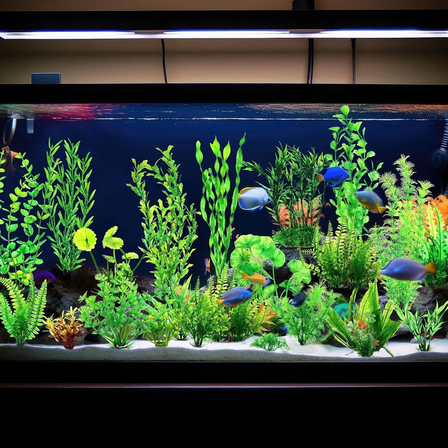 100 Pcs Aquarium Plants Artificial Fish Tank Decorations 1.57 to 11.81 Inches Plastic Fish Tank Plants Turtle Betta Accessories for Household and Office, 45 Styles