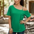 thumbnail image 4 of Dvprdro Womens Asymmetrical Neck Tops Pullover Short Sleeve Blouses Loose Fit Dressy Casual Summer, 4 of 6