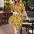 thumbnail image 3 of Susaid Avocado Dog Pattern Women's Casual Floral Print Crewneck Short Sleeve A Line Boho Maxi Dress, 3 of 6
