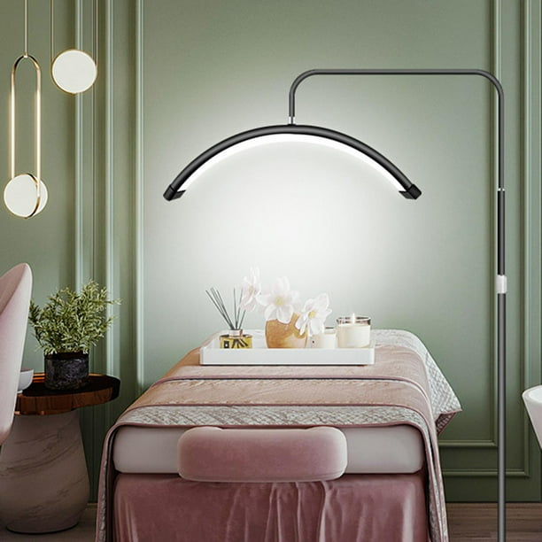 Lámpara de pestañas LED, luz de pestañas, cabeza giratoria, brillo ajustable y luz de salón de belleza de altura, luz de medio círculo con soporte de suelo Negro Fernando Luz de piso