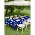 thumbnail image 3 of Outdoor Tablecloth with Umbrella Hole and Zipper, Christmas Snowman Blue Rectangle Table Cloth 52x70 Inch Waterproof Tablecloth, Winter Snowflakes Xmas Retro Picnic Table Cover for Patio Camping, 3 of 7