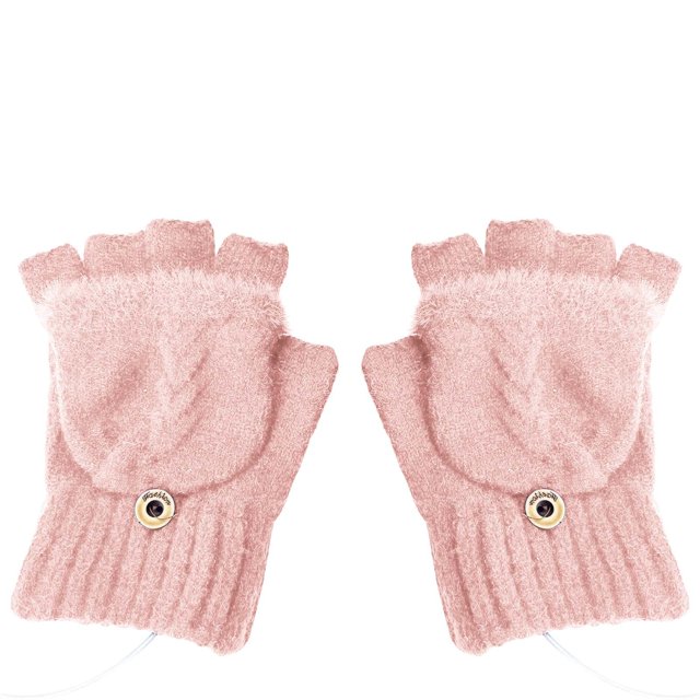 Gants pour Femmes Mitaines Hiver Usb Chauds Gants Chauffants Randonnée Conduite Course Cœur de Main Réversibles Usb Chauffants, Accessoires pour Femmes Mitaines