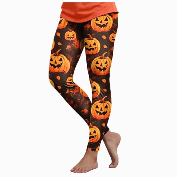 mgoYE Halloween Leggings for Women High Waist Printed Yoga Pants Holiday Tights Womens Legging Size M
