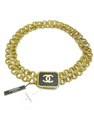 Chanel Vintage Logo Cross Patent Leather Chain Necklace Belt
