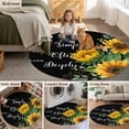 thumbnail image 5 of Yellow Sunflowers Round Area Rug 4Ft Washable Circle Rugs for Bedroom Dining Room, Farmhouse Floral Rustic Botanical Black Non-Slip Carpet Floor Mats Indoor Outdoor Carpet Runner Aesthetic Home Decor, 5 of 8