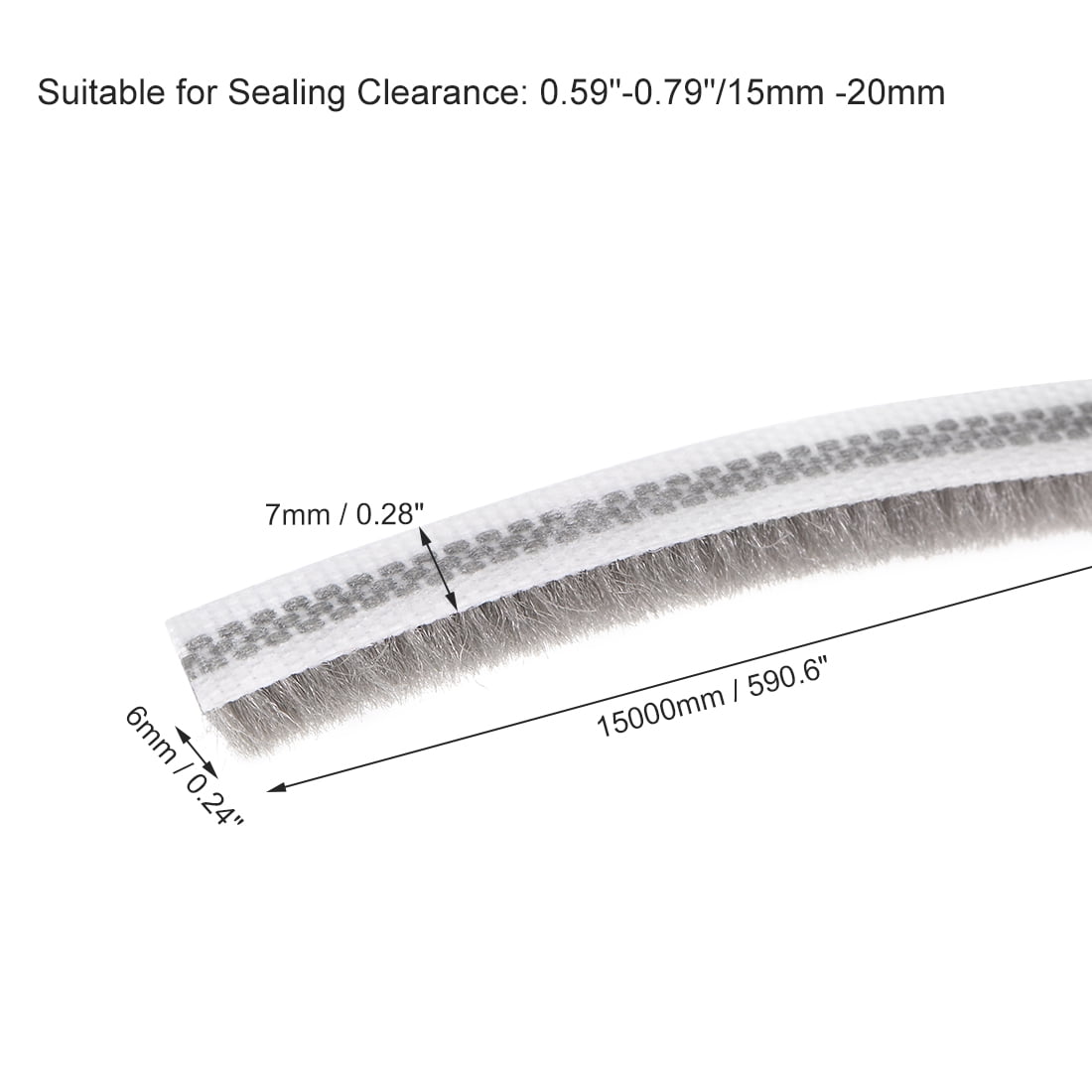 Unique Bargains Brush Weather Stripping Adhesive Door Seal Gray 7mmx6mm