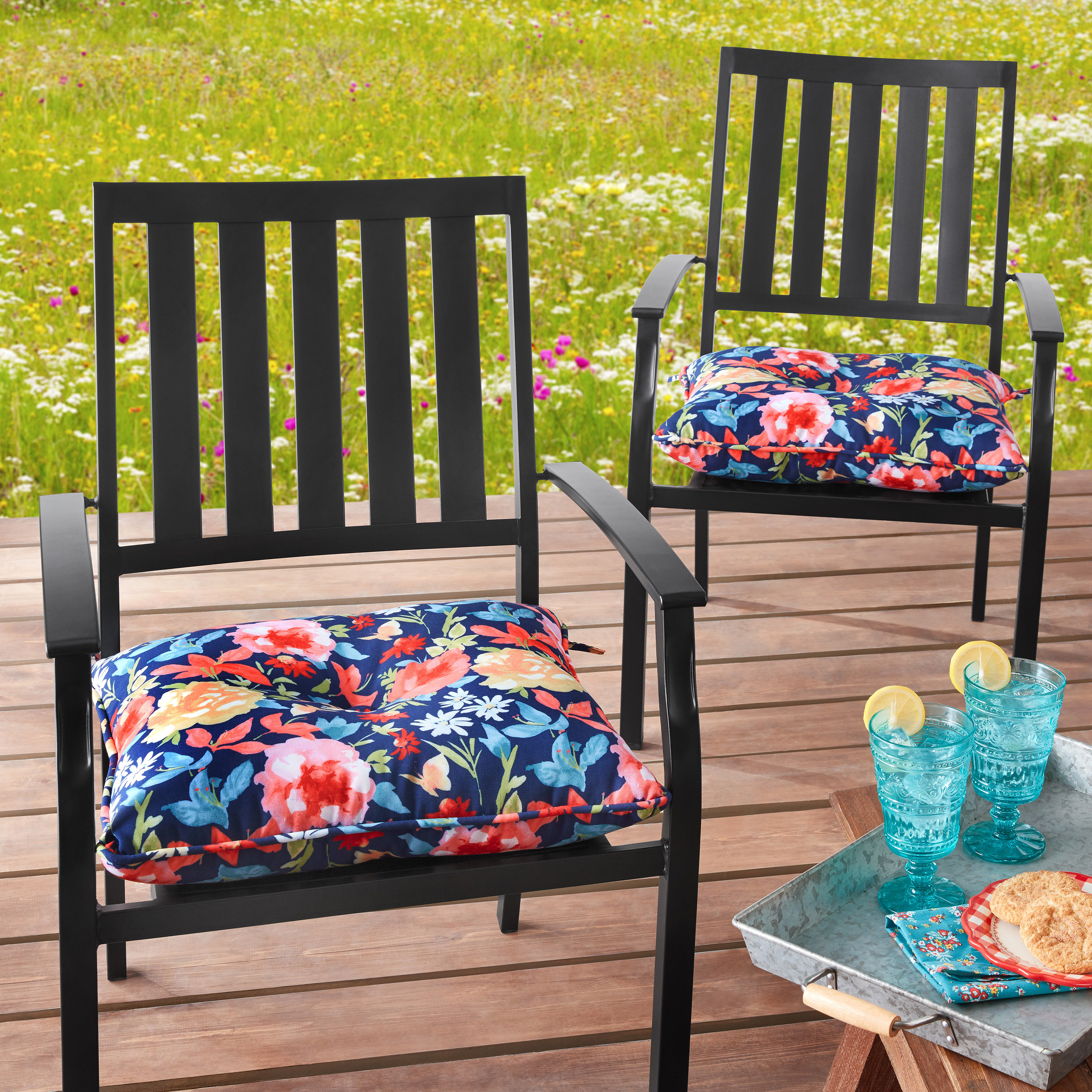 The Pioneer Woman 18" x 19" Multi-color Fiona Floral Outdoor Seat Pad, 2 Pack - image 3 of 10