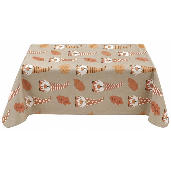 Serafina Home Autumn Thanksgiving Fall Vinyl Flannel Backed Tablecloth - Rustic Farm Vinyl Tablecloth with Flannel Backing Reusable (Gnome, 52" x 70")