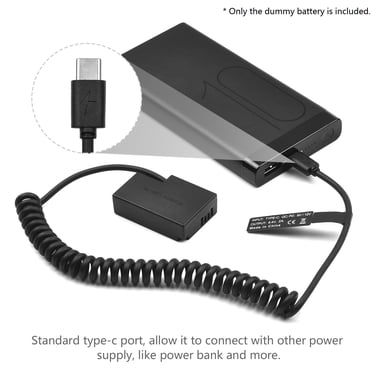 DR-E18 DC Coupler Dummy Battery For Canon LP-E17 Cameras - Power Adapter For RP, R50, R100, Rebel Series