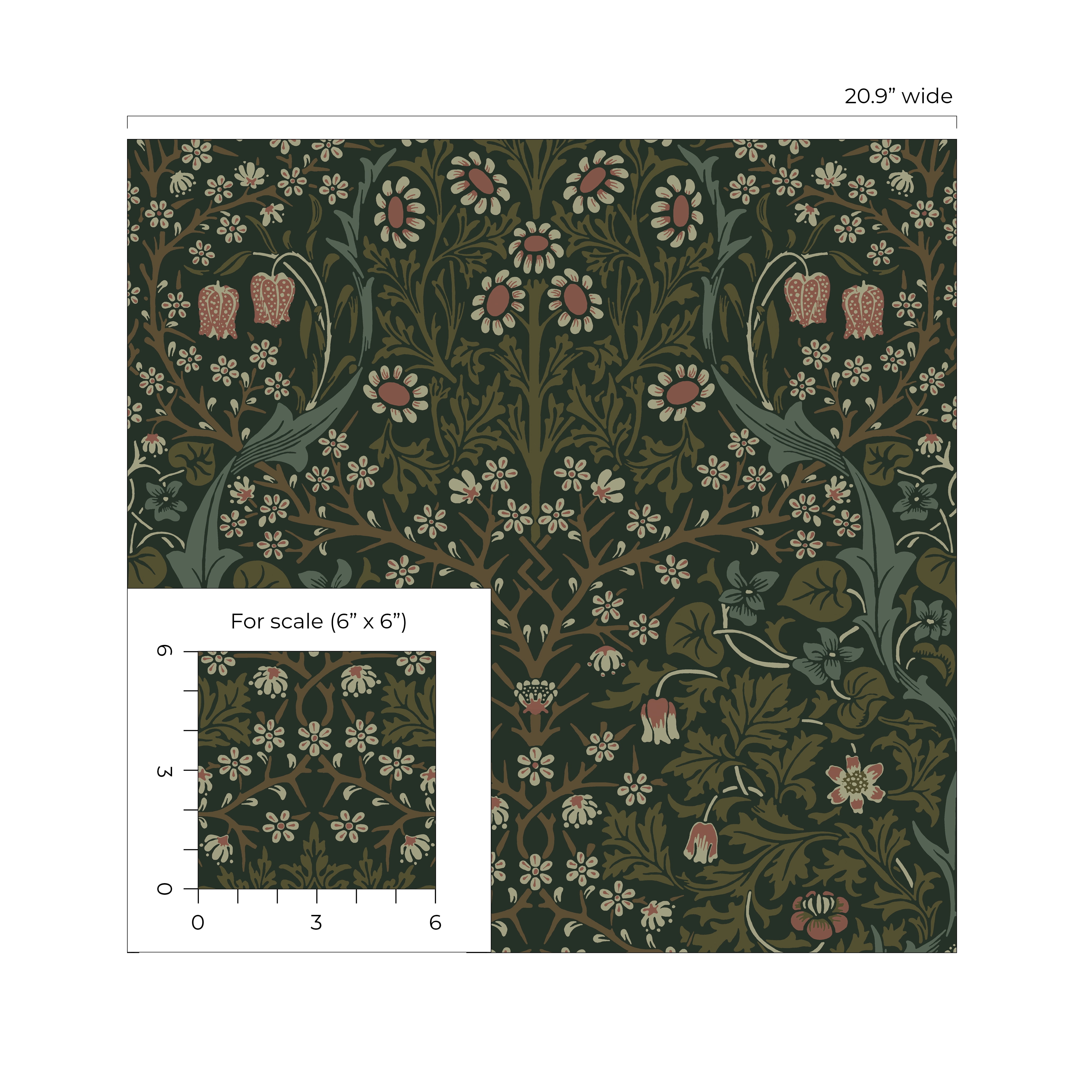 Seabrook Designs Greenery Victorian Garden Floral Prepasted Wallpaper - 20.9 in. W x 33 ft. Roll