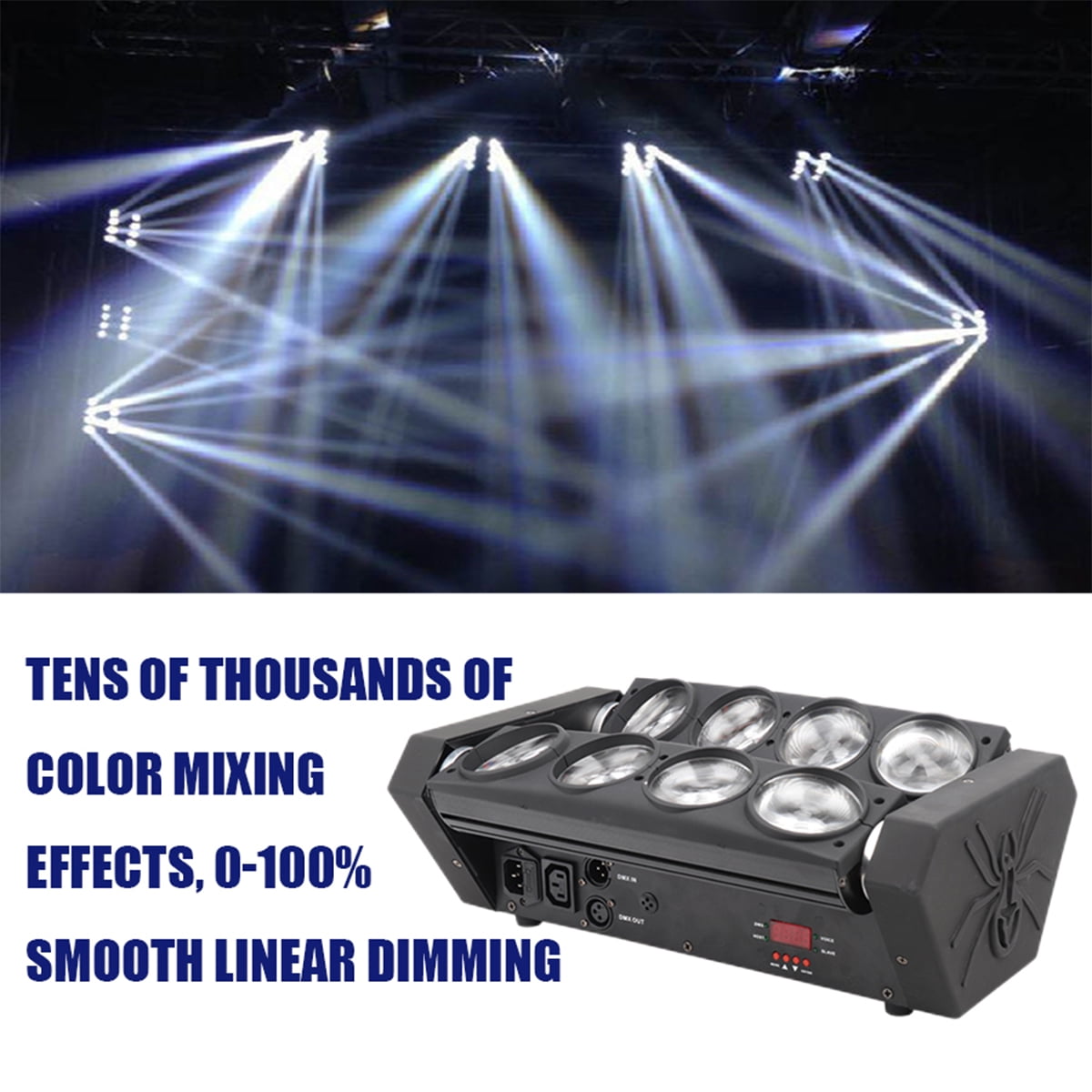 2Pcs LED 8x10W RGBW Moving Head Light, LED Spider Beam Stage Lighting, DMX 512 Spider Light for DJ Nightclub Party