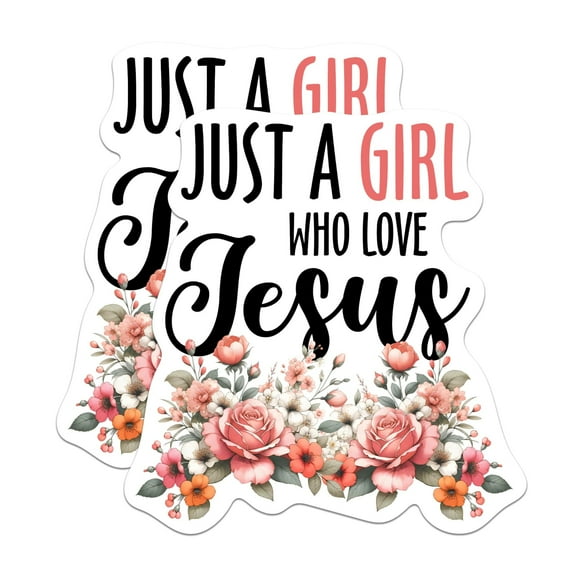 (2 Pack) Just A Girl Who Love Jesus Magnets - Religious Christian Based Magnets - 5" On Longest Side - Premium Magnet - for Cars, Refrigerators, Toolboxes, Lockers- Made in USA - MAG0661