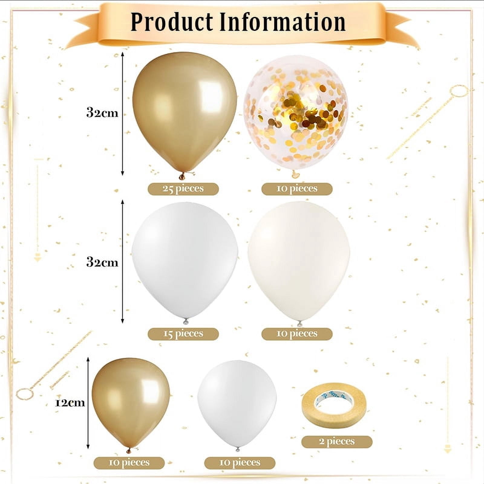 SPOKKI 80pcs Balloons, 12inch White and Gold Balloon,Latex Balloons for Balloon Garland Balloon Arch as Party Decorations, Birthday Decorations, Wedding Decorations, Baby Shower Decorations