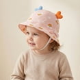 thumbnail image 2 of Oiyii Infant Girls Cute Sun Hats Heart‑Ornament Rainbow‑Printed Bucket Hats, Light Pink, 2 of 5