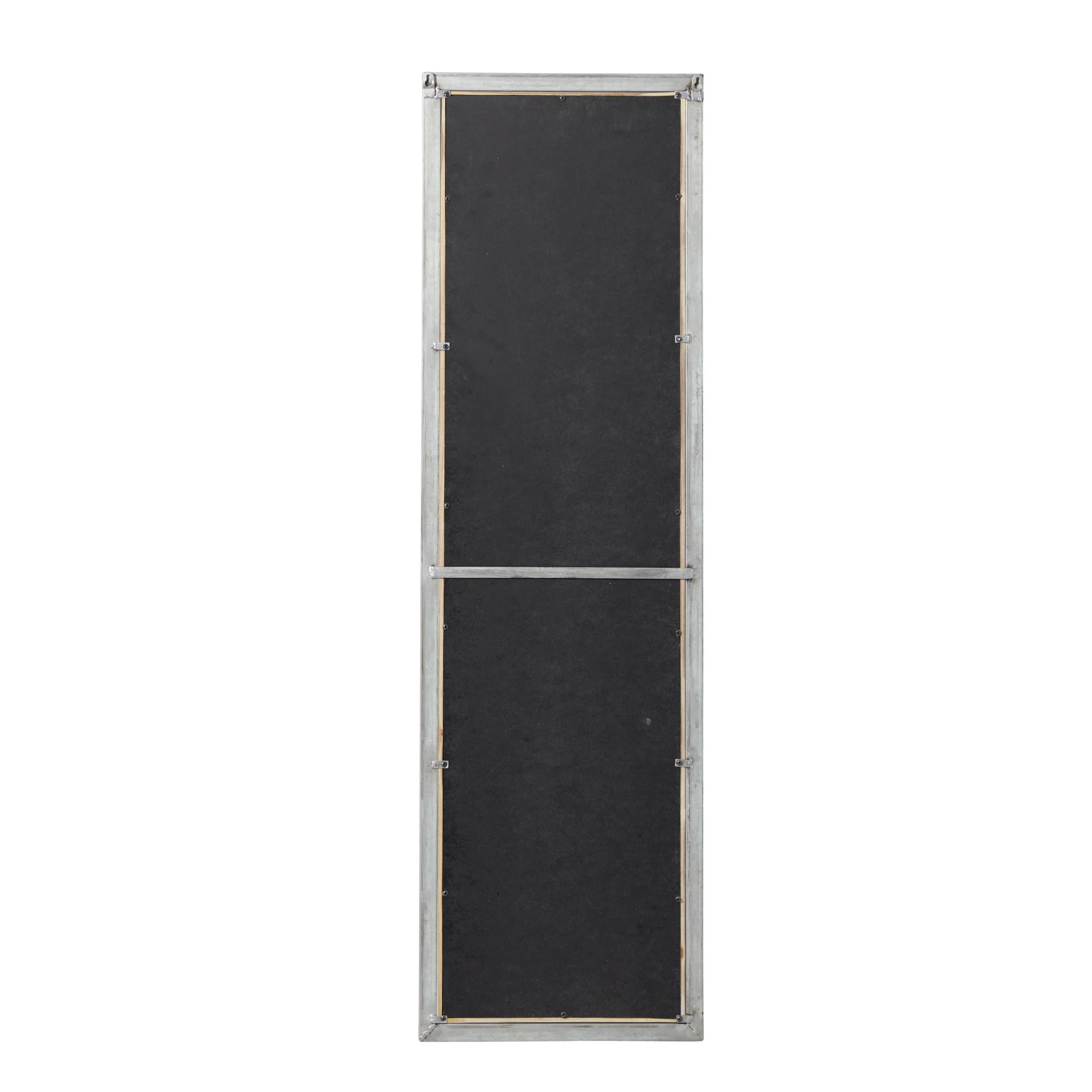 DecMode 15" x 52" Brown Window Pane Inspired Panel Geometric Wall Mirror with Galvanized Metal Frame