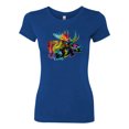thumbnail image 2 of Wild Bobby, Colorful Rainbow Moose Head Wildlife Animal Lover Womens Slim Fit Junior Tee, Royal, Medium, 2 of 3