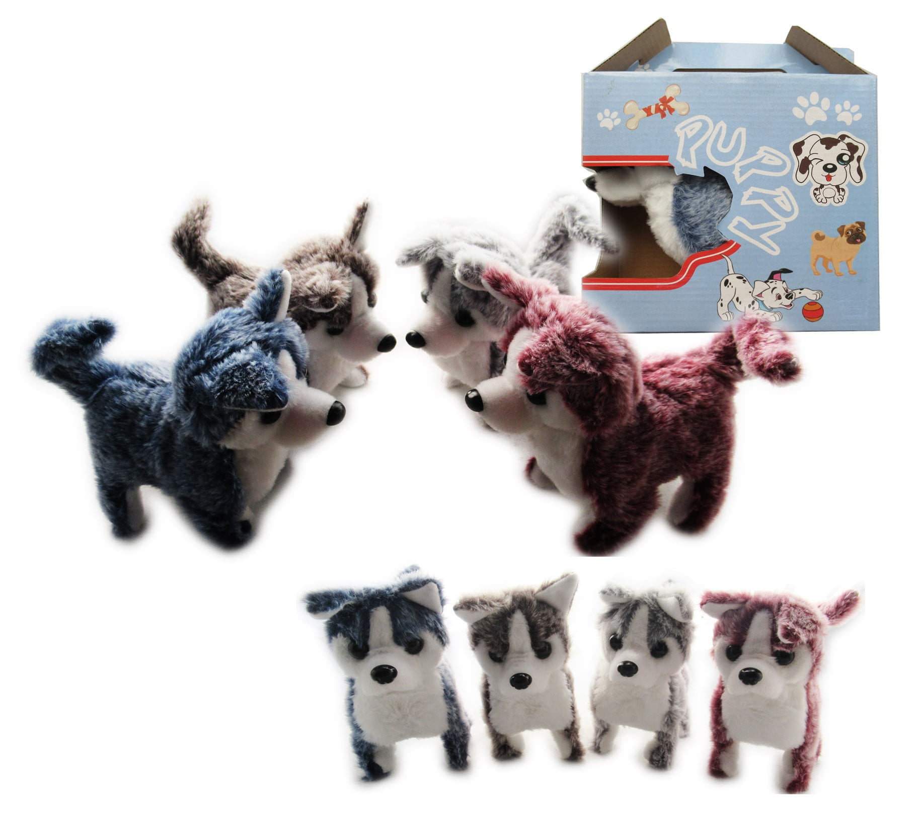 RANDOMLY LOT OF 12 PCS NEW BATTERY OPERATED BARKING WALK WAGGING PUPPY DOG TOY 
