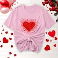 thumbnail image 2 of FDGIU ‌Women's Love Heart Graphic Tee - V-Neck Valentine T-Shirt Comfy Casual Blouse Gift, 2 of 5