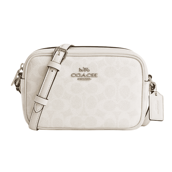 Coach Mini Jamie Camera Crossbody Bag, Adjustable Strap, Signature Canvas, Gold/White/Chalk