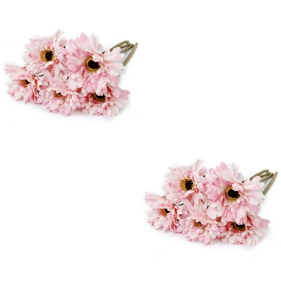 2 Count Artificial Gerbera Bouquet Decor Outdoors Bride Baby Pink