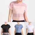 thumbnail image 3 of Women Mesh Splicing Sports T-shirt Cropped Short Sleeve Breathable Running, 3 of 8