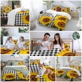 thumbnail image 5 of Sunflower Duvet Cover Set King Size, Countryside Yellow Flower 4 Piece Soft Microfiber Bedding Set with 1 Duvet Cover, 1 Flat Sheet, 2 Pillowcases, 5 of 9