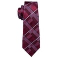 thumbnail image 4 of Set de Corbata Barry.Wang con Diseño a Cuadros en Seda, Gemelos y Pañuelo, 4 of 6