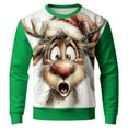 thumbnail image 2 of Telankuip Funny Reindeer Graphic Christmas Sweatshirts for Men 2025 Fashion Color Block Long Sleeve Crewneck Pullovers 3D Printed Xmas Holiday Hoodless Tops Green 2XL, 2 of 4