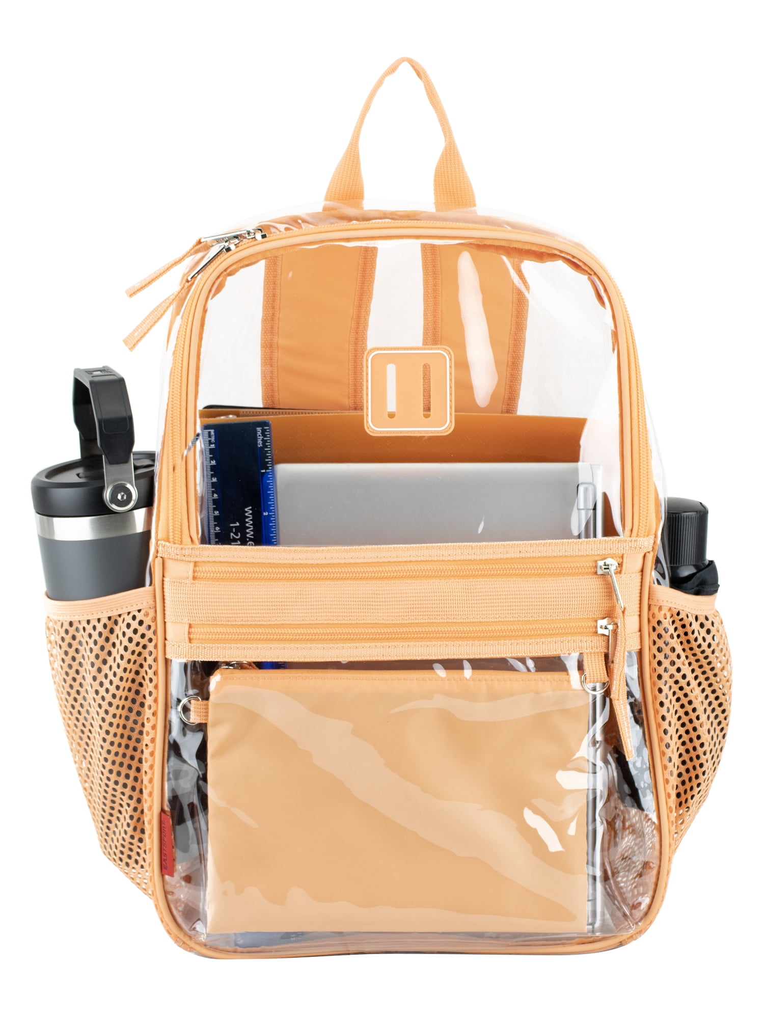 Eastsport Clara Clear Backpack Bundle w/ Zipper Pouch, Cantaloupe