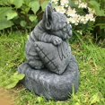 thumbnail image 3 of Estatua de bulldog francés Decoración de jardín Signo de bienvenida Adorno artesanal de resina Escultura para interiores y exteriores,11 Feliz Sencillez, 3 of 5