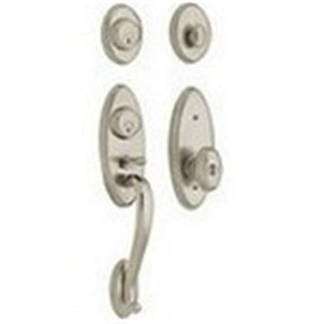 Baldwin 853451502ENT Landon Single Cylinder 2 Point Handleset Trim Set, Satin Nickel