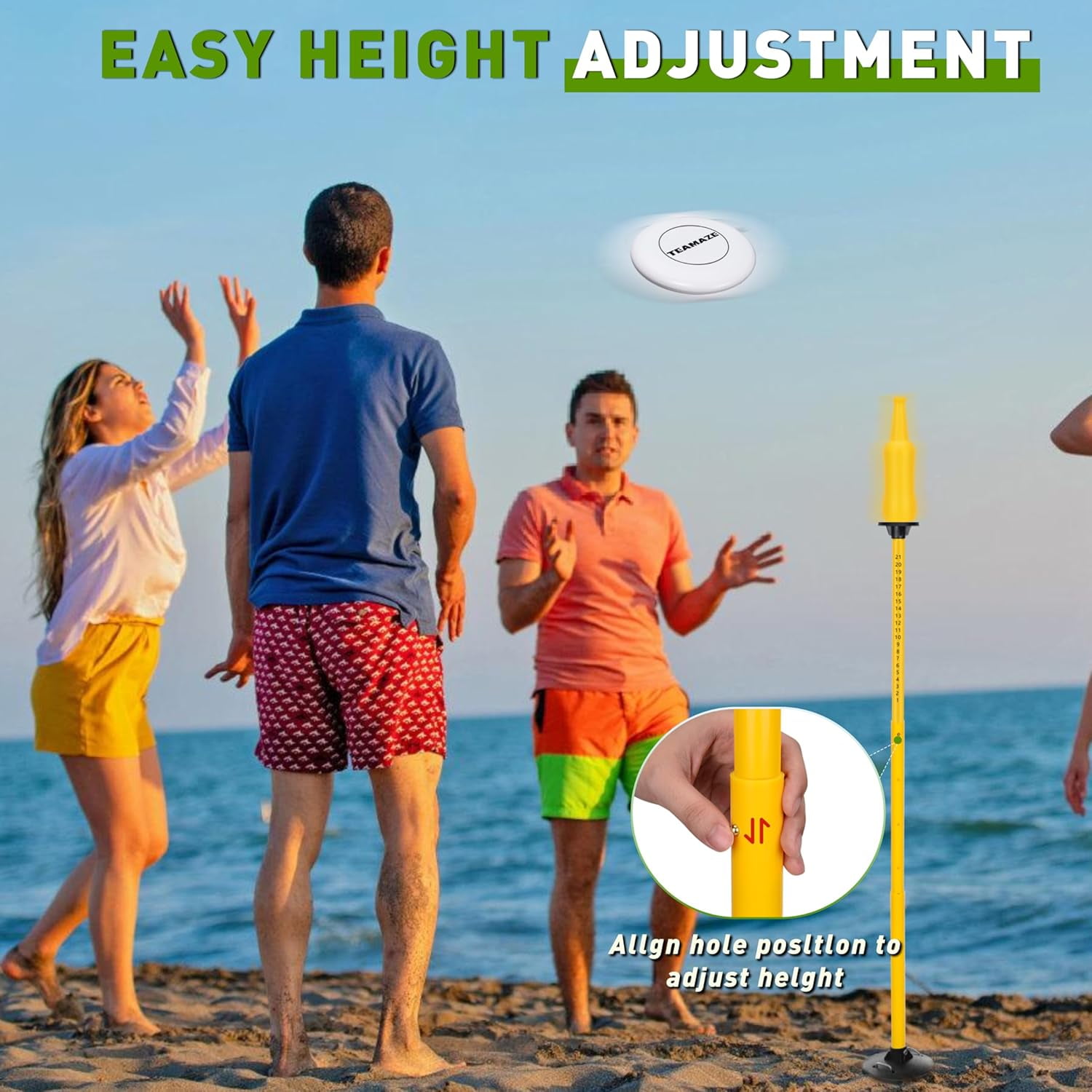 Adoreal Flying Disc Game Set with Height-Adjustable Poles & Score Tracker, Outdoor Bottle Toss Game for Beach, Lawn, Camping, Polish Horseshoes Set for Family & Friends Party Games