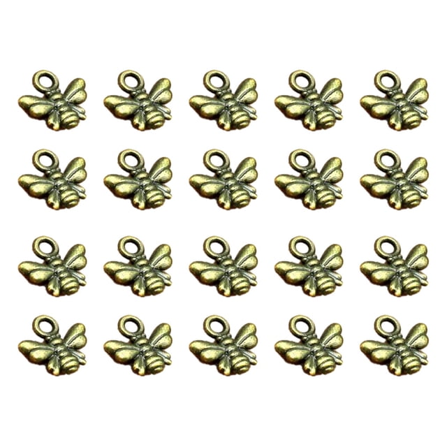 Advancent 50 unidades/juego de colgantes de abeja para pendientes, aleación resistente pequeña y bonita y rentable Decoración del hogar Plata antigua