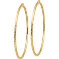 thumbnail image 2 of 14K Yellow Gold Lightweight 3mm Diamond-Cut Hoop Earrings (91.8 X 89) Made In Peru tc1015, 2 of 5