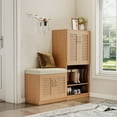 thumbnail image 4 of ENSHUI Shoe Storage Cabinet with Cushion, Freestanding Shoe Rack Storage Organizer Bench for Hallway Entryway Bedroom, Oak, 47.24"*14.37"*47.24", 4 of 15