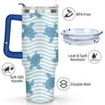 thumbnail image 3 of 40oz Cute Ocean Life Turtle Stainless Steel Flip Straw Tumbler Spill Proof Travel Cup Double Wall Vacuum Insulated Coffee Mug with Top Handle, 3 of 6