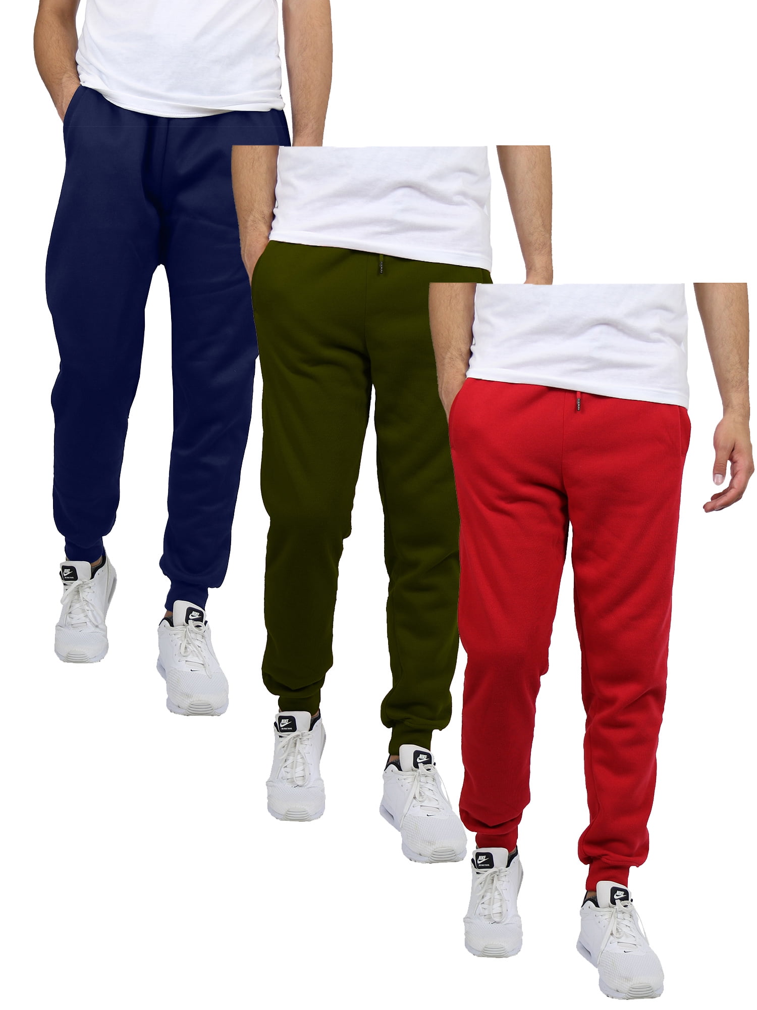 3-Pack Men's Fleece & French Terry Slim-Fit Jogger (Size, S-2XL ...