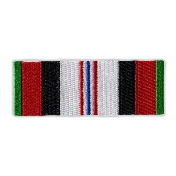 Motorcycle Jacket Embroidered Patch - Afghanistan Veteran Service Ribbon Bar - Vest, Cut, Leathers - 3.5" x 1.25"