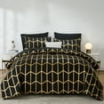 thumbnail image 2 of Flymme Black Gold Comforter Set Queen Size 7 Pieces Bed in a Bag Hexagon Comforter Set with Sheets Luxury Geometric Bedding Sets for Adults Teens, 2 of 10