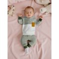 thumbnail image 4 of BemeyourBBs Toddler Baby Boy Fall Winter Outfit Newborn Infant Baby Boys Clothes 0 6 12 18 24 Months 2 3 Years Waffled Stripe Long Sleeve Hoodies Top Elastic Waist Pockets Jogger Pants 2 Pcs Set, 4 of 9