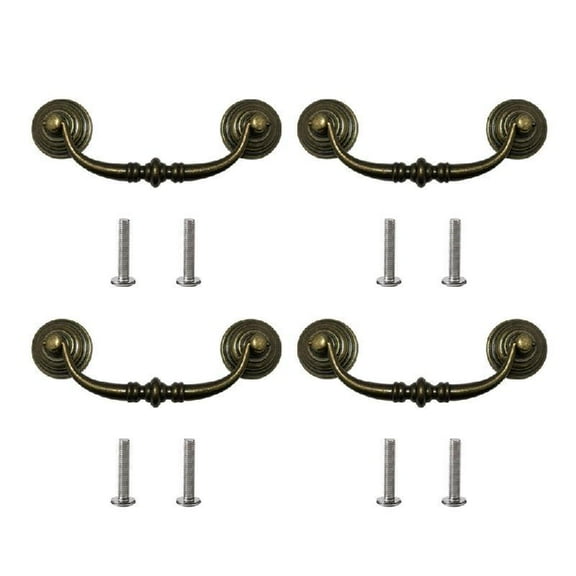 Zeiwohndc Set of 4 Antique Bronze Drop Bail Pulls for Dressers and Home Furniture