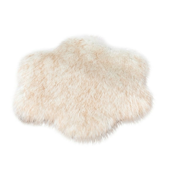 Moocorvic Faux Fur Rug for Bedroom, Wool Imitation Sheepskin Rugs Faux Non Slip Bedroom Carpet Mats(Beige,23.7x23.7inch)