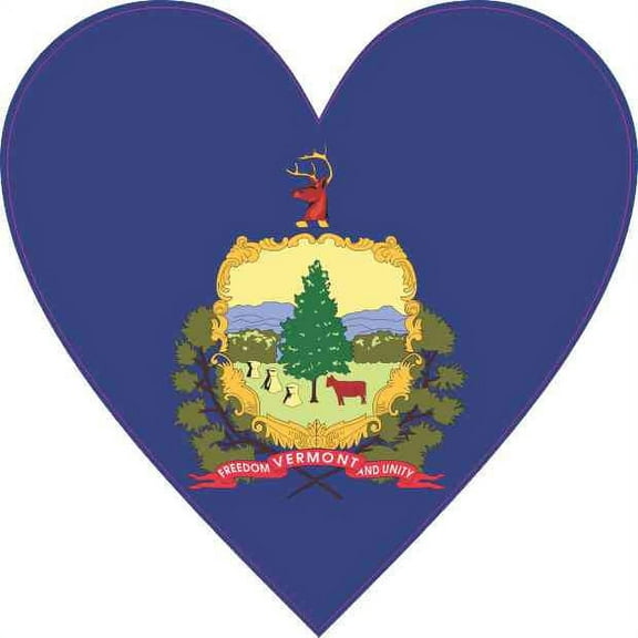 4in x 4in Vermont Heart Sticker Vinyl State Flag Cup Decal Bumper Stickers