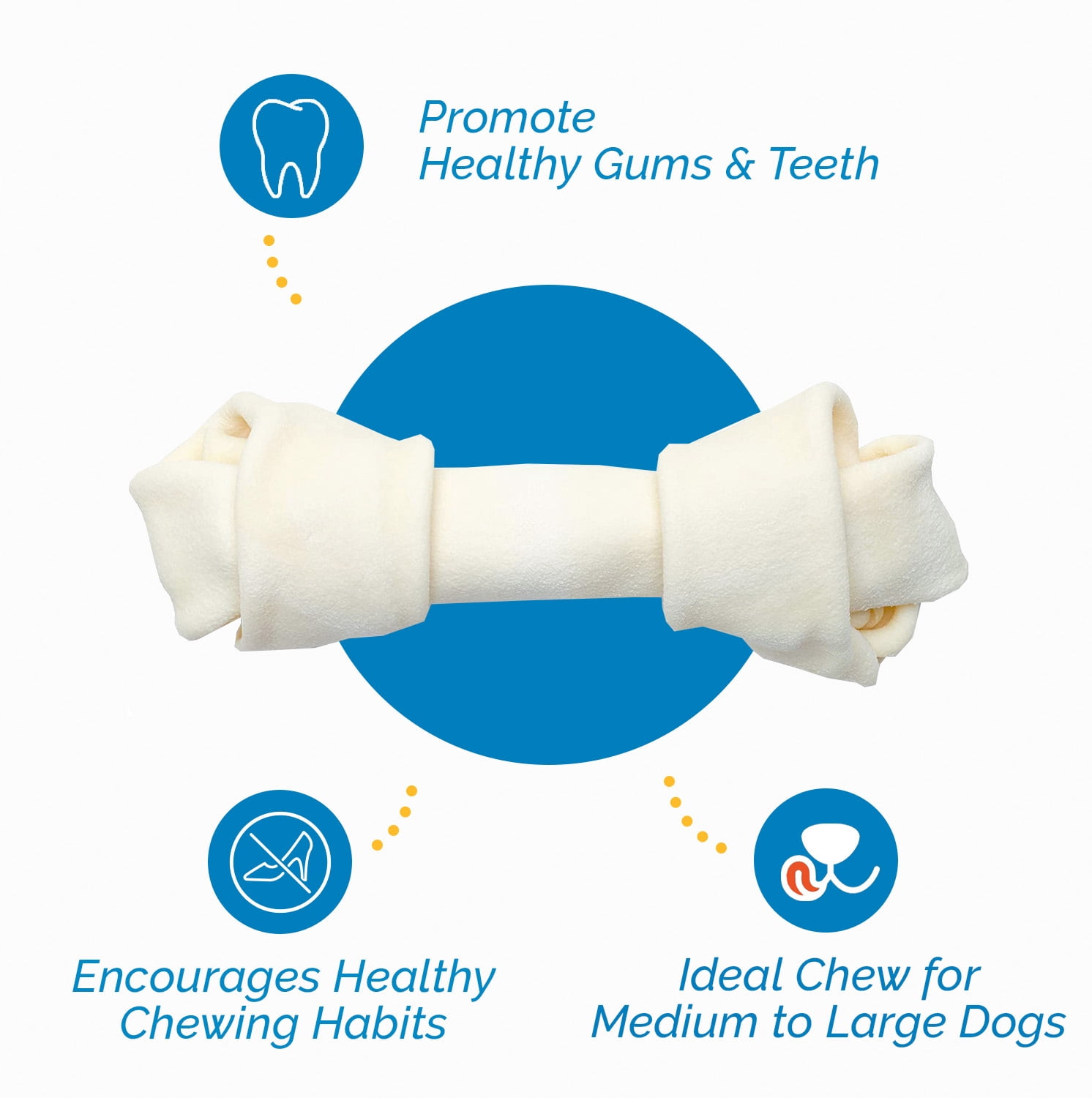 Dog Rawhide Chews Bones for Medium to Large Dogs 6-7" (10 Count) 100% Natural Premium Raw Hides Bulk Treats by 123 Treats