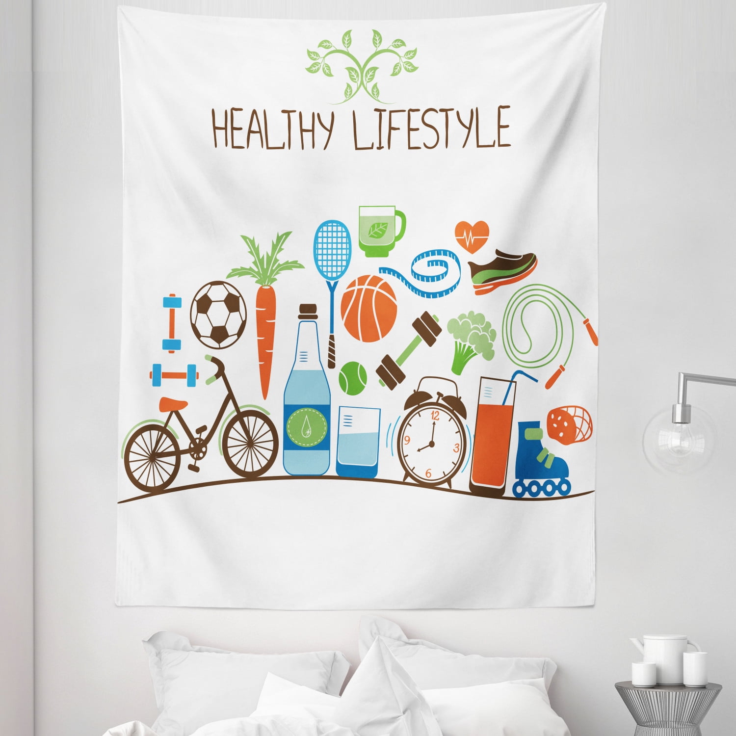 Fitness Tapestry, Healthcare Theme Athletic Energetic Life Routine