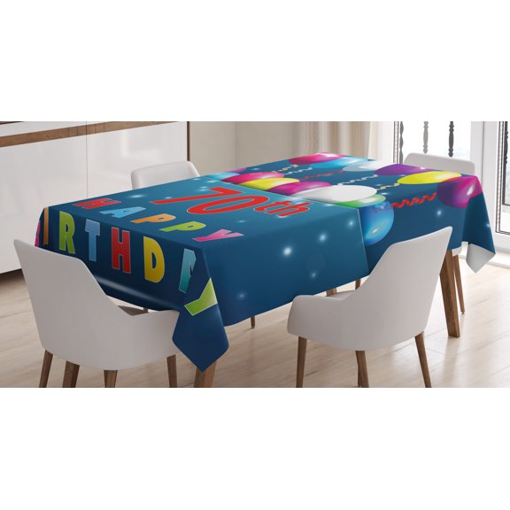 Ambesonne Colorful Tablecloth Rectangular Table Cover, Balloons Party Items, 52"x70", Multicolor