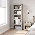thumbnail image 4 of IDEALHOUSE 5 Tier Bookcase, Farmhouse Book Shelf with Storage, Tall Book Case Wooden 5 Shelf Bookcase for Home Office, Living Room, Bed Room (Grey, 67.4" H x 24.6" W x 12.8" D), 4 of 15
